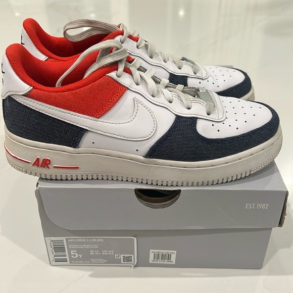 Nike Air Force 1 LV8 KSA (GS) 5 youth kids 6.5 Women Red | White | Blue Navy HTF - Picture 2 of 14
